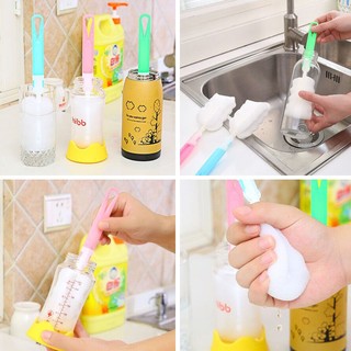 Kitchen Handle Sponge Brush Bottle Baby Cup Glass Washing
