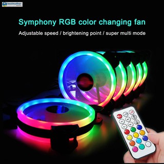 RGB PC Fan 12V 6 Pin 12cm Cooling Cooler Fan with Controller for Computer Silent Gaming Case