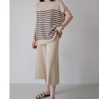 knitting Top + wide leg pants casual two-piece set
