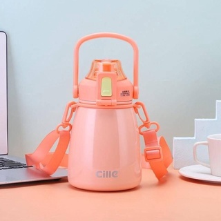 Xile thermos cup female large-capacity water Cup children student kettle portable and cute cup straw Internet celebrity big belly Cup