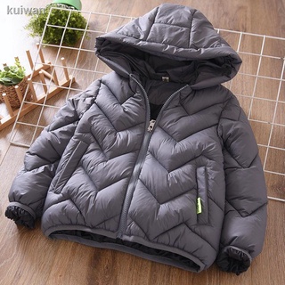 Boys cotton clothes, big children s winter hooded lightweight cotton-padded jacket quilted jacket, solid color thickening children s cotton-padded clothes loose tide