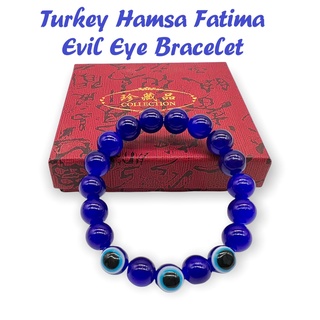 Turkey Hamsa Fatima Evil Eye Agates Stone Lucky Charm Bracelet (unisex )