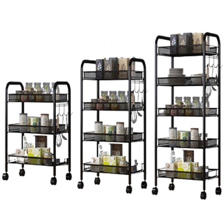 GetAll 3 4 5 Tier Storage Rack Trolley Cart Home Kitchen Organizer Utility Baskets Black