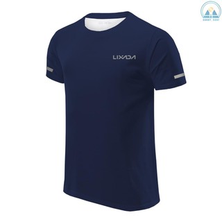 S-S Lixada Men Quick Drying Short Sleeve T Shirt Breathable Running Cycling Jogging Sports Fitness Shirt Top