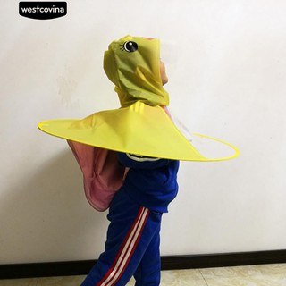 ☔Cartoon Duck Children Raincoat Umbrella UFO Shape Rain Hat Cape Foldable (5)