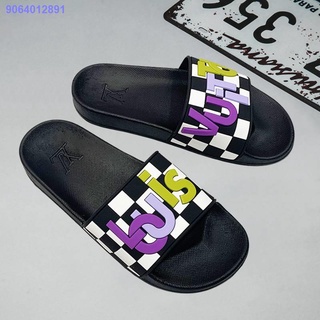 OIIO77.77✇LV Indoor Slippers for Men and Women Thick Bottom Anti-slip Washable Slides L001