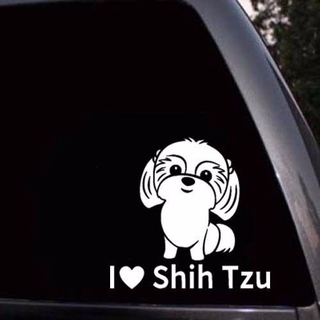 I Love Shih Tzu Dog Silhouette Paws Car Window Truck Laptop Vinyl Decal Sticker