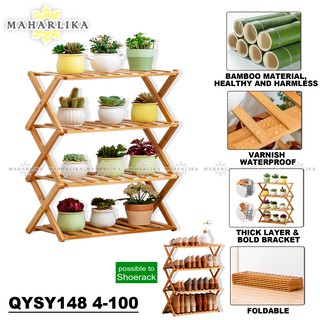 Maharlika QYSY148 4-100 4 Layer Space Saving Plant Rack & Shoe Rack Organizer Wooden Storage Shelves