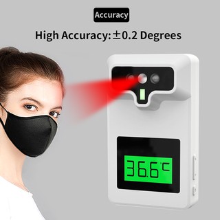 Wall-mounted Infrared Thermometer with 3 Colors Auto Intelligent Non-contact Infrared Thermometer Forehead Thermometer Double Color Backligt °C/°F Switch 0.5S Fast Measurement High Temperature Buzzer Alarm Wall Hanging or Tripod Support
