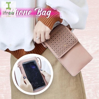 clear pouch✤●∈Cross Body Mobile Phone Bag Touching Screen Clear Window Mini Purse Cell