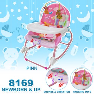 Baby Love 8166 Baby Rocker Portable Rocking Chair 2 in 1 Musical Infant to Toddler Dining Chair