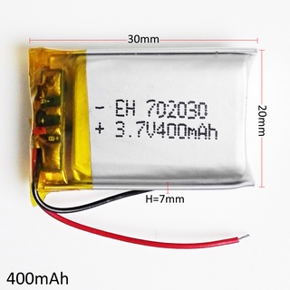 3.7V 400mAh 702030 Lithium Polymer Li-Po Rechargeable Battery For DIY Mp3 MP4 MP5 GPS PSP bluetooth