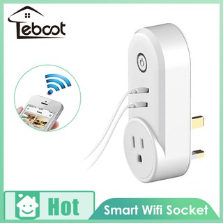 TeBoot WiFi Smart Socket Plug Wireless App Remote Control Switch Power Plug Socket Smart Wall Plug Socket Outlet with Dual USB Port & Timing Timer for Smart Home US Plug