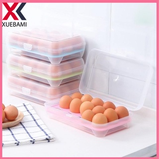 XUEBAMI 15 Grids Portable Egg Storage Box Egg Fresh Box Refrigerator Tray Container Double