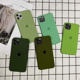 Army green fully covered iphone11 mobile phone case 7/8 / X SE2 silicone mobile phone case IX / XS XR protective case iphone11PROMAX