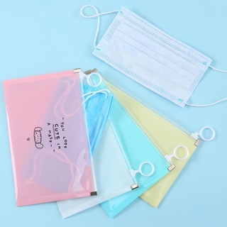 Waterproof Sealing Ring Zip Pouch Korean Cartoon Travel Portable Mask Storage Bag Washable