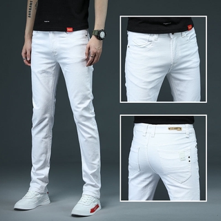 COD Mens Colored Jeans Stretch Skinny Jeans Men Fashion Casual Slim Fit Denim Trousers Man Black White Pants