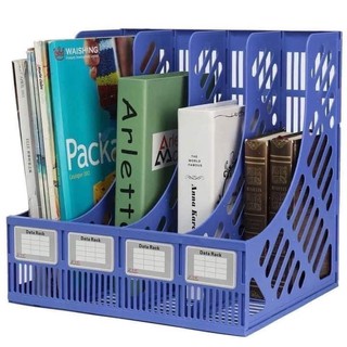 4 Layer Compartment Paper Book Plastic Organizer Magazine Blue File Case