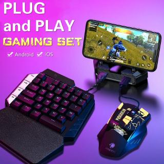 ZJ 【2021 NEW】Pubg COD Free Fire Controller Bluetooth 5.0 PUBG Converter Mobile Gaming Set Keyboard Mouse Converter Dock For Android and IOS