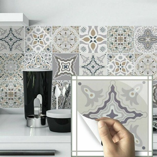 COD◆▥▩24pcs Moroccan style tile DIY self-adhesive wall sticker Kitchen Bathroom Self-Adhesive Mosaic