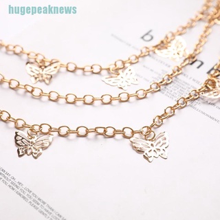 [D]Two Layer Butterfly Chain Hip Hop Punk Gold Silver Metal Chain For Pants Rock