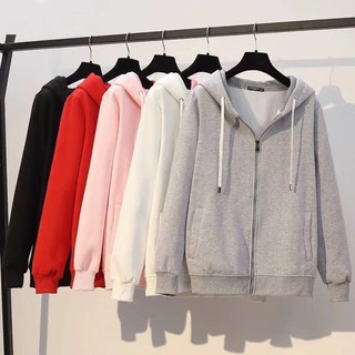 7 Colors Unisex Plain Jacket w/ Zipper Hoodie for Men Women