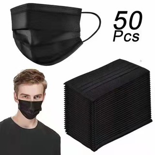 black Surgical Face Mask Disposable 50pcs With Box (3-ply)