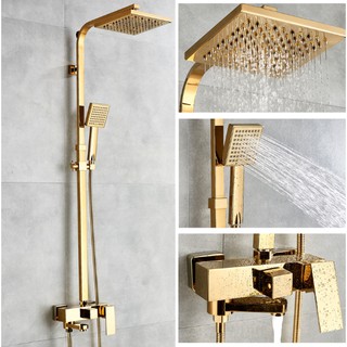 Bath Shower Faucets Luxury Gold Brass Bathroom Faucet Mixer Tap Wall Mounted Rainfall Shower Head Shower Faucet Sets Bathtub tap20
