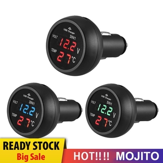 MOTO 3 in 1 12/24V Car Auto LED Digital Voltmeter Gauge+Thermometer+USB Charger