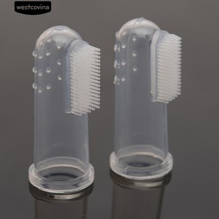 COD💦2Pcs Pet Finger Toothbrush Silicone Teeth Cleaning Brush Kit Tool (2)