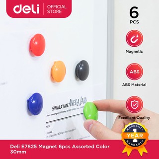 Deli E7825 Magnet 6pcs Assorted Color 30mm