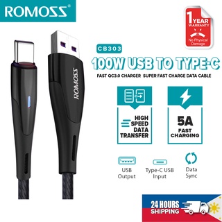 Romoss CB303 100W USB to TYPE-C Fast QC3.0 6A Charger Super Fast Charge Data Cable (1)
