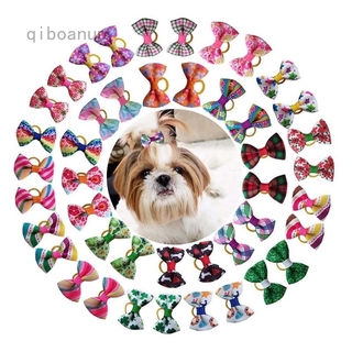 Qiboanup Pet Small Dog Hair Clips Bows Rubber Bands Puppy Cat Grooming Accessory Set Color Random Chic