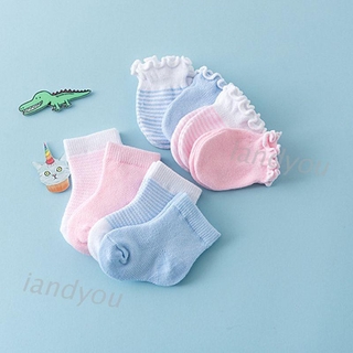 4 Pairs Newborn Socks Gloves Anti-scratch Breathable Elasticity Protection Face Mittens Gift