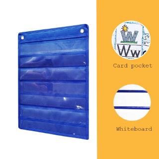 Blue Magnetic Pocket Chart with 10 Dry Erase Cards for Standards Daily Schedule Easy Mounting Space