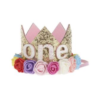 1pcs Birthday Hats Decorations Cap One First Birthday Princess Crown 1st 2nd 3rd Year Old Number Birthday Party Decor (5)