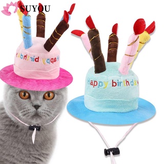 SUYOU Cosplay Pet Cap Candle Headdress Dog Cat Hat Birthday Party Costume Cats Birthday Cake Headwear Accessory Beanies Hat/Multicolor