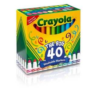 Crayola Ultra-Clean Broad Line Washable Markers 40 Colors | Coloring Pens