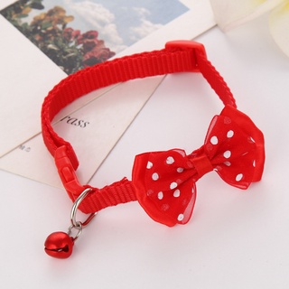 Bowknot cat collar na may bell necklace buckle adjustable maliit na dog puppy cat collar pet supplie (7)
