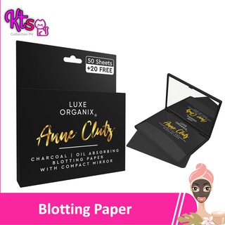 Luxe Organix Charcoal Blotting Paper with Compact Mirror by Anne Clutz 70 sheets
