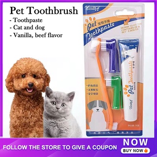 Pet Toothpaste Beef flavor dog Toothpaste pet Oral cleaning care toothbrush Toothpaste Set 100g