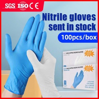 surgical gloves vinyl/nitrile blend Glove Disposable powder-free Latex Examination (100pcs) jiumu08