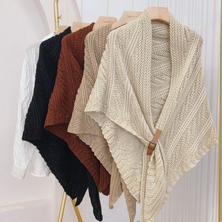 Triangle Knitted Large Shawl Female Air Conditioning Room Warm Neck Cloak Scarf Outside
