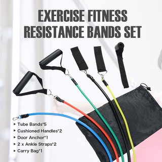 COD 【READY STOCK】11pcs Resistance Bands Exercise Yoga Fitness Pilates Gym Kit YOGA Fitness Exercise Bands (7)