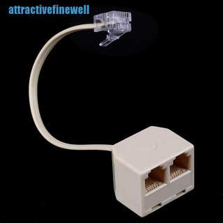 AEWZ 1Pc telephone RJ11 male line to double female jack filter splitter adapter AJES
