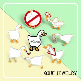 Angry Goose Enamel Pin Sticker Untitled Goose Game Badge Brooch Goose Meme Accessories Funny Collar Lapel Pin