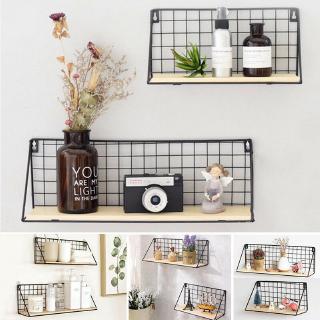 【COD】Household Wall Shelves iron metal wood ledge shelf industrial modern storage rack