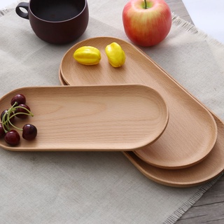 Japanese Wooden Oval Beech Tray Wooden Plate Dinner Plate Cake Plate Snack Plate