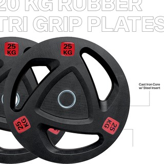 25kg (PAIR / 2 PCS) Rubber Tri Grip Olympic Plate | Rubber Coated Plates
