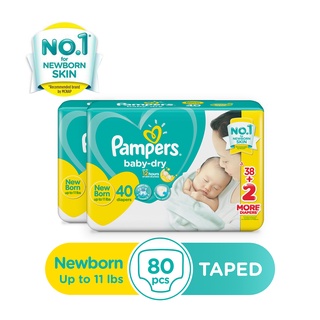 Pampers Baby Dry Taped Diapers New Born 40s x 2 Packs